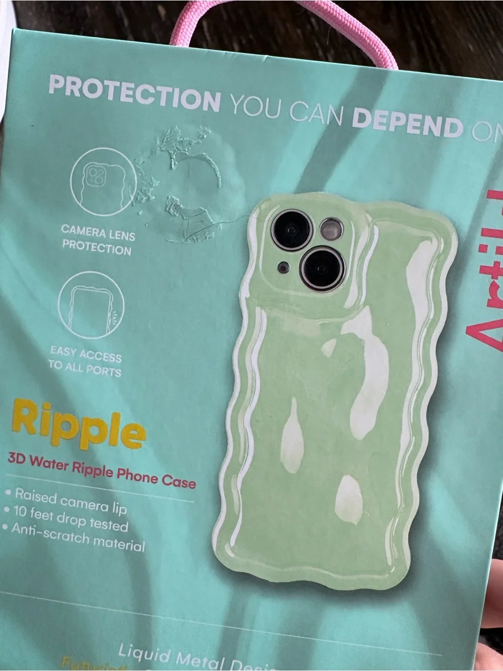 Ripple 3D Water Ripple Phone Case for iPhone 15 - Mint Green